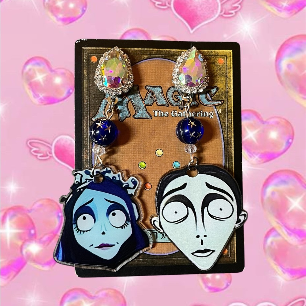 Corpse bride Blue and White Character Earrings